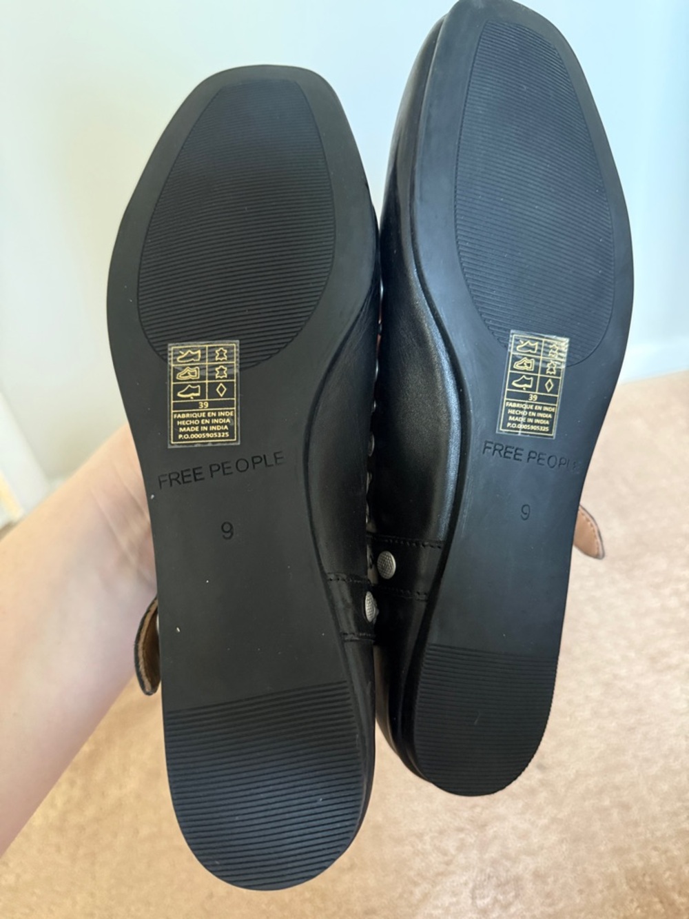Free People Black Studded Slingback Flats Mystic Mary Jane - Picture 2 of 6